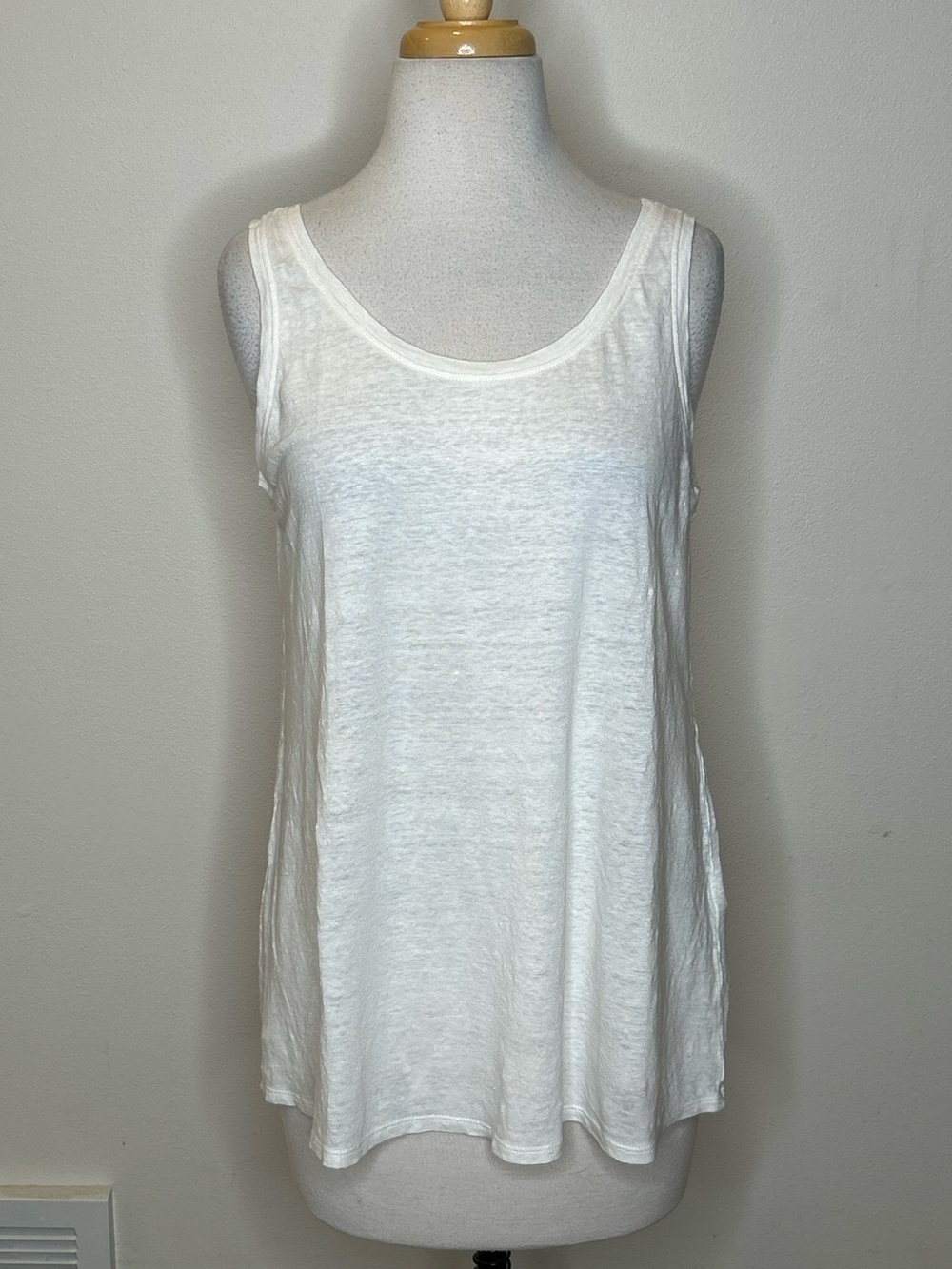 Eileen Fisher White Organic Linen Sleeveless Scoop Neck Tank Top Size S/P